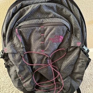 The North Face Charcoal and Magenta Backpack